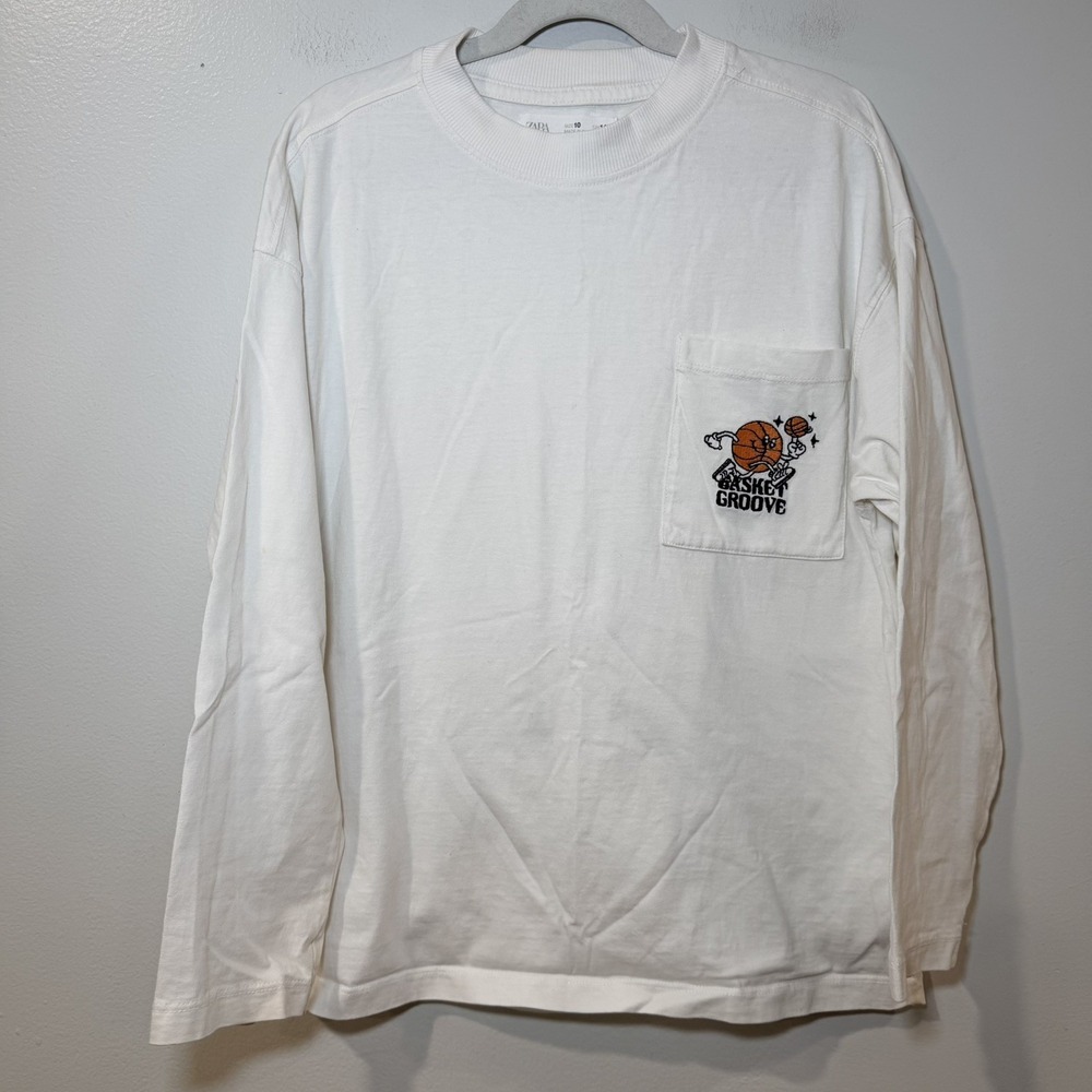 ZARA basketball embroidered Long Sleeve Shirt Boy's Size 9/10 Years